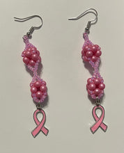 Load image into Gallery viewer, Breast Cancer Awareness Cross pendant and earring set