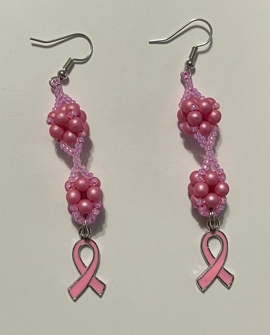 Breast Cancer Awareness Cross pendant and earring set