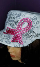 Load image into Gallery viewer, White and Pink Breast Cancer Awareness distressed hat