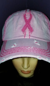 Pink Breast Cancer Awareness distressed hat