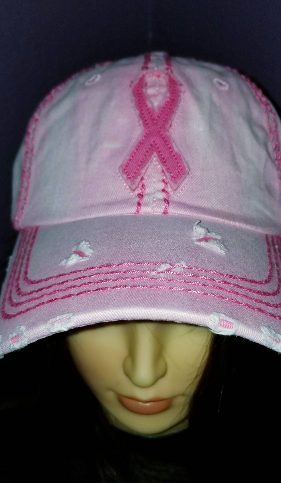 Pink Breast Cancer Awareness distressed hat