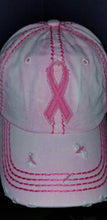 Load image into Gallery viewer, Pink Breast Cancer Awareness distressed hat