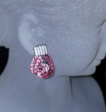Load image into Gallery viewer, Pink Breast Cancer Awareness boxing glove shaped earrings