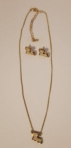 Gold Louisiana Pendant Necklace and earring set