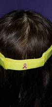 Load image into Gallery viewer, Yellow and Pink Breast Cancer Awareness distressed sun visor
