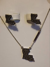 Load image into Gallery viewer, Stainless Steel Louisiana Pendant Necklace and earring set
