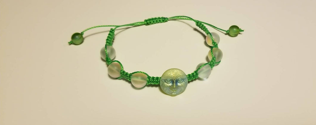 Lime Green Man in the Moon Button bracelet