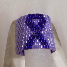 Load image into Gallery viewer, Purple Domestic Violence Beadweaved Awareness ring