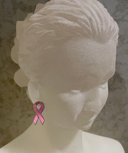 Pink Breast Cancer Awareness Ribbon shaped earrings