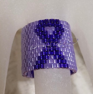 Purple Domestic Violence Beadweaved Awareness ring