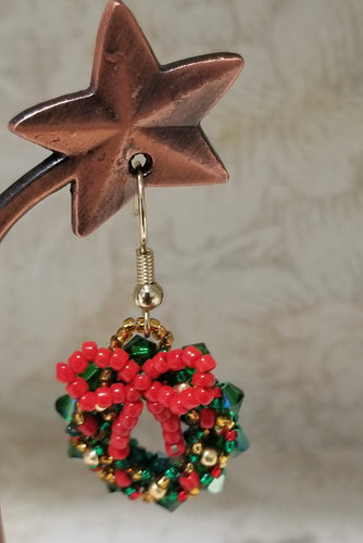 Christmas Wreath Earrings with Austrian crystals