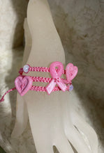 Load image into Gallery viewer, Macrame Breast Cancer Awareness bracelet