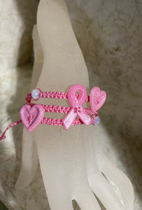 Macrame Breast Cancer Awareness bracelet
