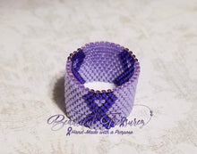 Load image into Gallery viewer, Purple Domestic Violence Beadweaved Awareness ring