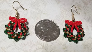 Christmas Wreath Earrings with Austrian crystals